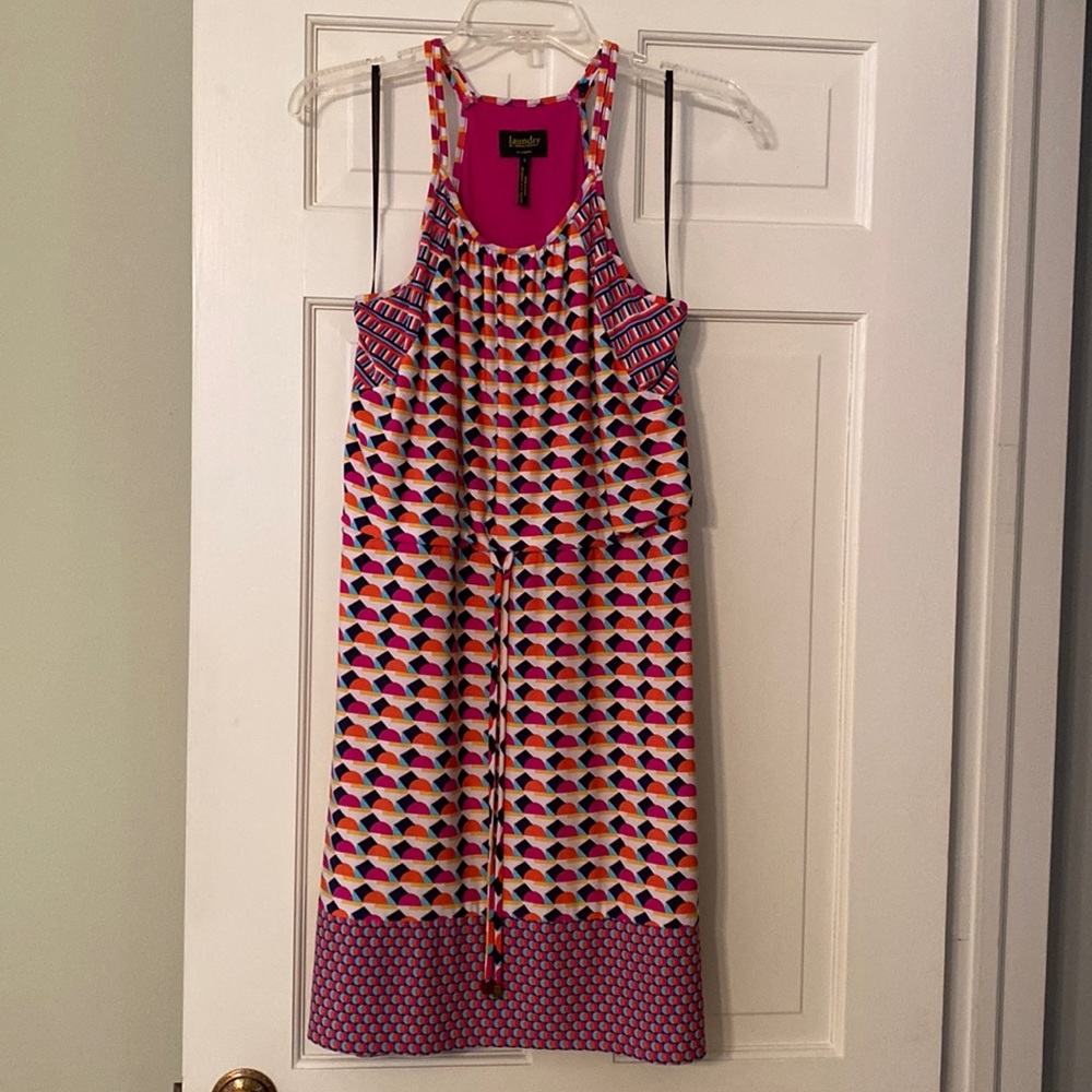 Laundry size S sundress with halter style neckline. elastic drawstring waist